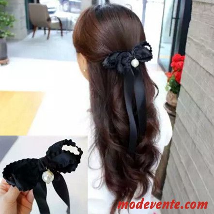 Épingle À Cheveux Femme Ruban Gros Arc Corsage Ornements De Cheveux Manuel Pure Noir