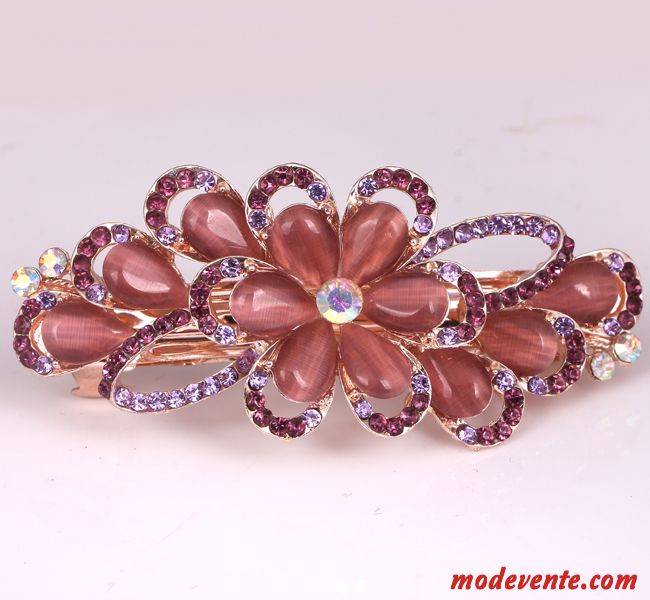 Épingle À Cheveux Femme Spécial Ornements De Cheveux Pince À Ressort Paon Adulte Pierres De Strass Rose