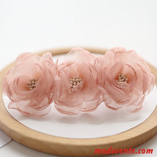 Épingle À Cheveux Femme Tissu Emission De Cartes Pince À Ressort Fil De Soie Clip Supérieur Fleur Ornements De Cheveux Rose