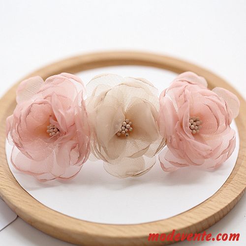 Épingle À Cheveux Femme Tissu Emission De Cartes Pince À Ressort Fil De Soie Clip Supérieur Fleur Ornements De Cheveux Rose