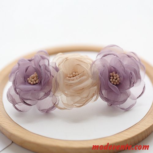 Épingle À Cheveux Femme Tissu Emission De Cartes Pince À Ressort Fil De Soie Clip Supérieur Fleur Ornements De Cheveux Rose