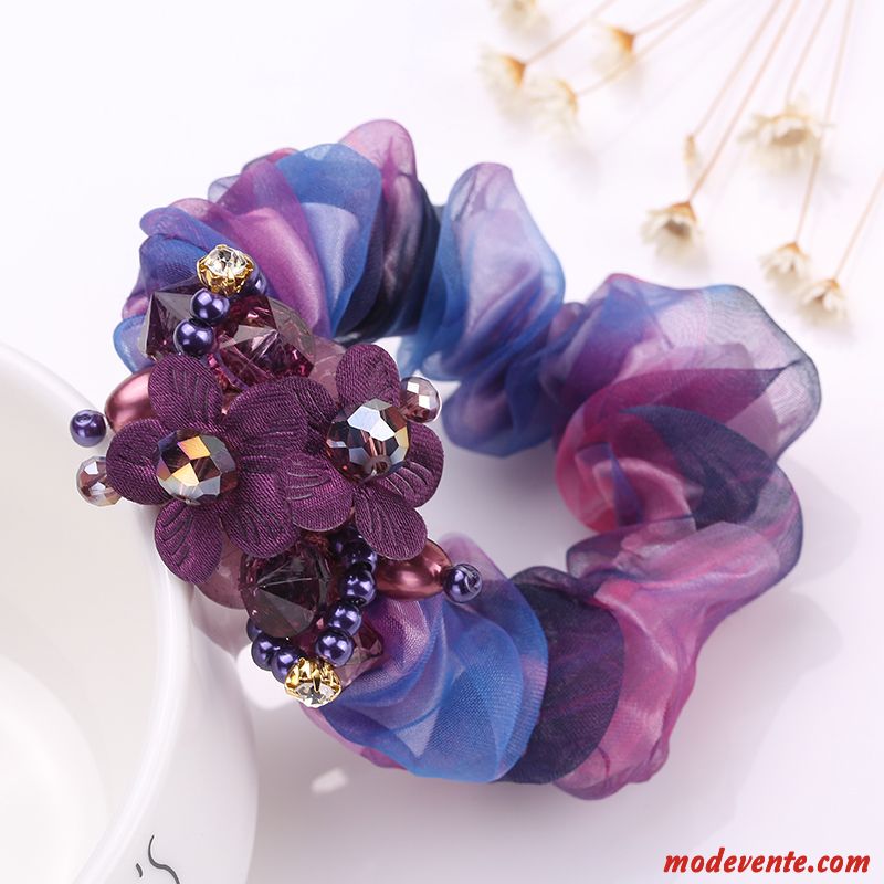 Épingle À Cheveux Femme Élastique Fleurs Cheveux En Plaques Cercle Des Cheveux Ornements De Cheveux Accessoires Rose Violet