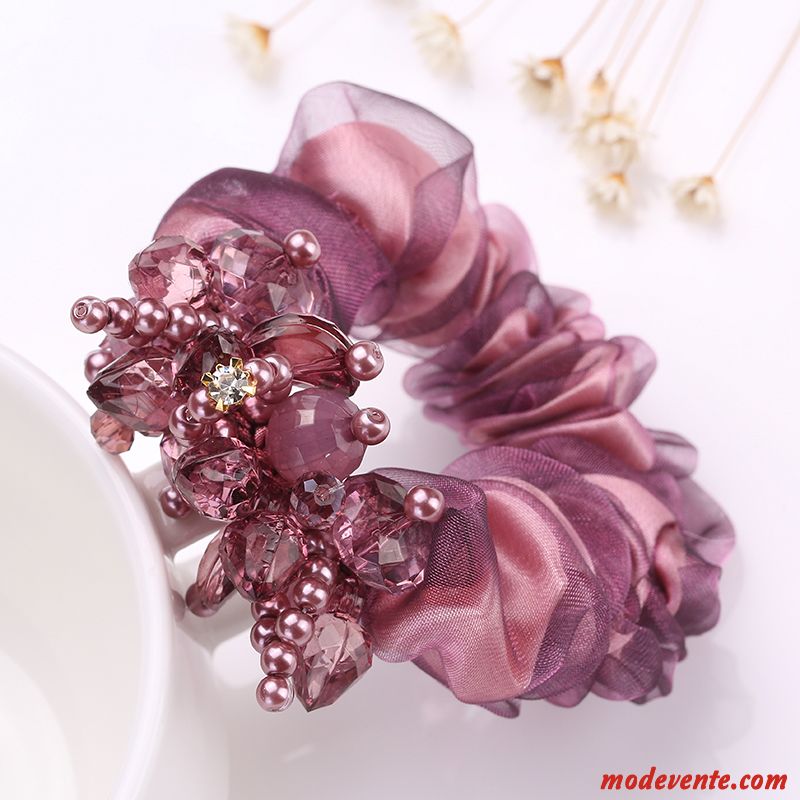 Épingle À Cheveux Femme Élastique Fleurs Cheveux En Plaques Cercle Des Cheveux Ornements De Cheveux Accessoires Rose Violet