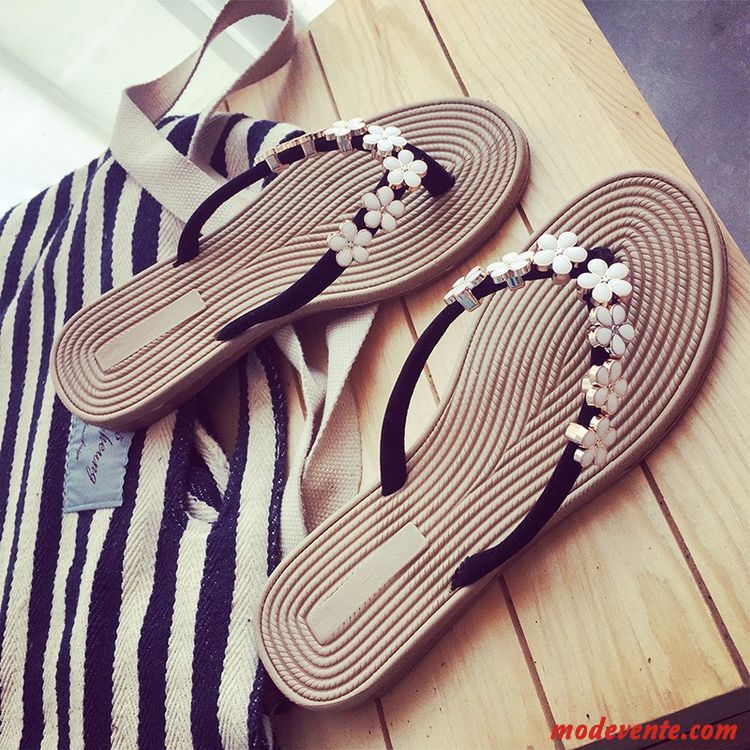 Étudiant Fleurs All-match Tongs Femme Plage Été Sarcelle