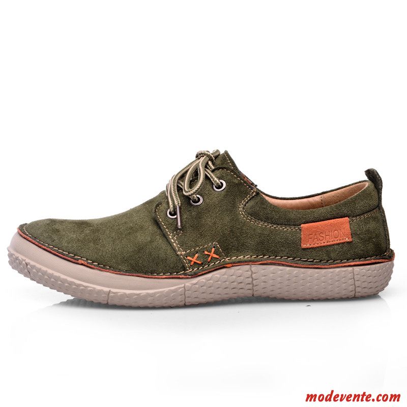 Basket En Toile Hommes Vert Mousse Marron Mc20950