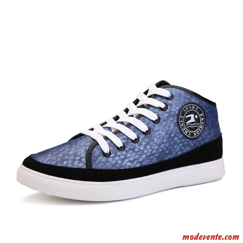 Basket Montante Sport Homme Pas Cher Steelblue Tout Blanc Mc20416