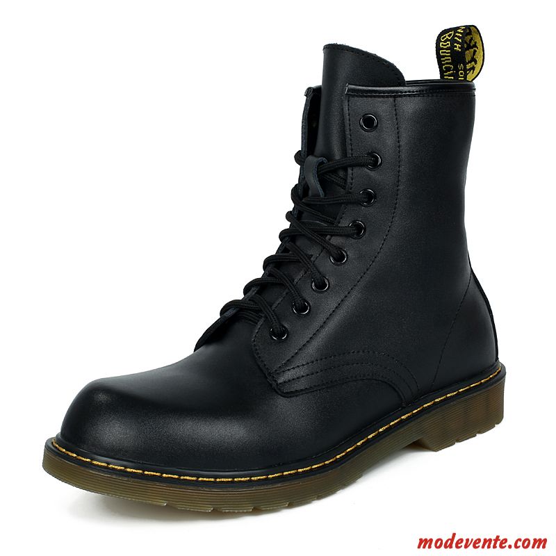 Bottes En Cuir Noir Homme Jaune Papayawhip Mc22075