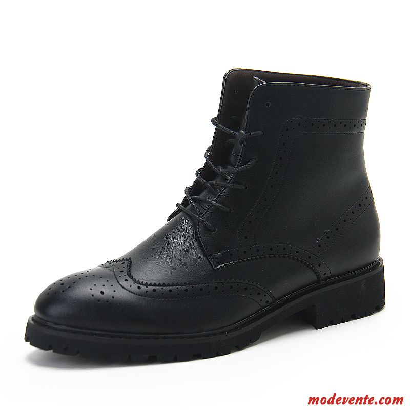 Bottes Noires Cuir Crème Lilas Mc22439