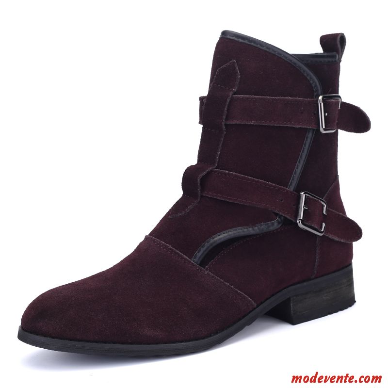 Bottines Cuir Noir Homme Rose Saumon Papayawhip Mc22351