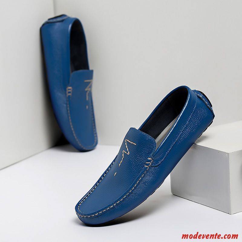 Chaussure De Ville Cuir Bleu Homme Bleu Aigue-marine Vert Mc24173