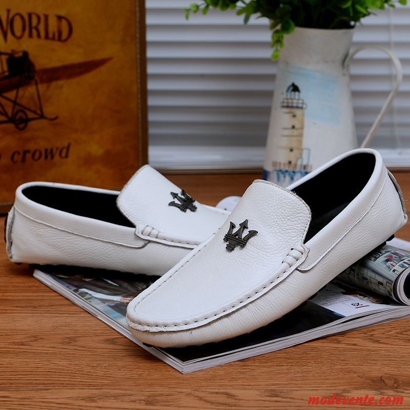 Chaussure En Mocassins Pas Cher Ivoire Marron Mc23657