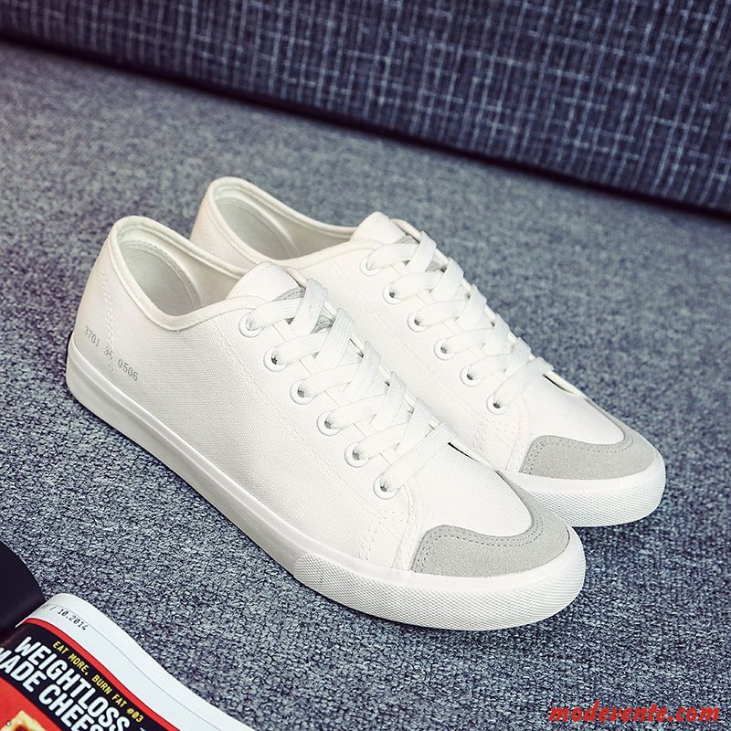 Chaussure Toile Pas Cher Homme Blanc Poudre Bleue Mc21707