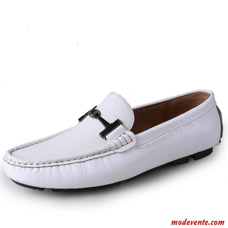 Chaussures En Cuir Pour Homme Blanc Marron Mc24637