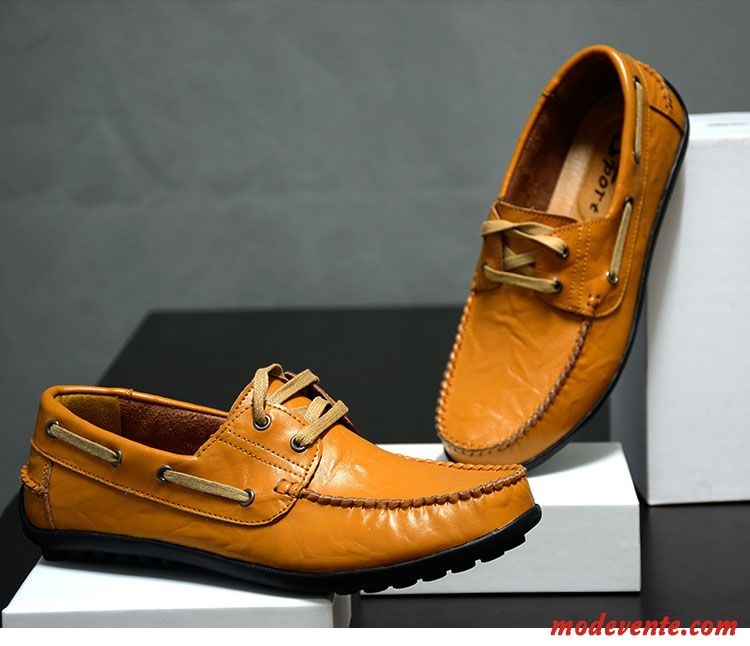 Chaussures En Cuir Pour Homme Blanc Neigeux Blanc Mc23869