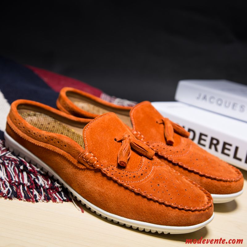 Chaussures Mocassins En Cuir Pas Cher Saumon Seashell Mc23625