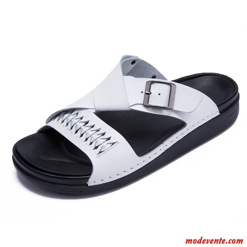 Chaussures Sandales Hommes Pas Cher Blanc Neigeux Jaune Mc25753