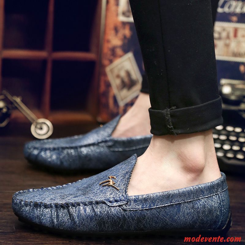 Mocassin Cuir Homme Pas Cher Kaki Bleu Turquoise Mc23669