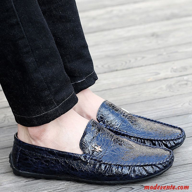 Mocassin Cuir Noir Homme Argent Seagreen Mc23622