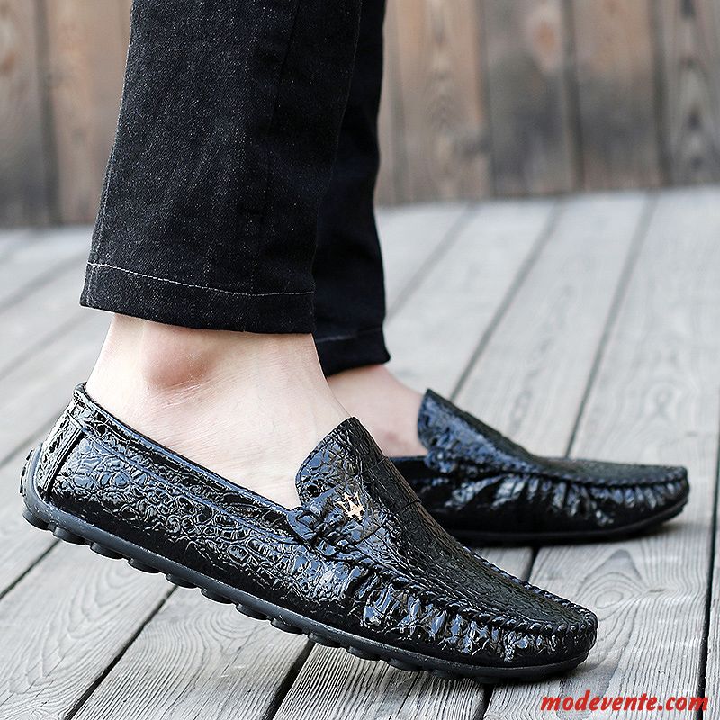 Mocassin Cuir Noir Homme Argent Seagreen Mc23622