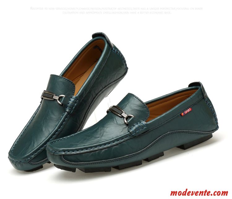 Mocassin Homme Bleu Marine Or Vert Printanier Mc23636