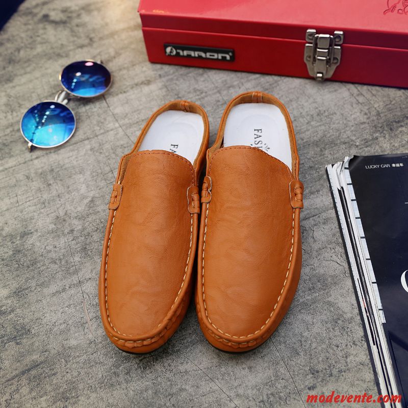 Mocassin Homme Confort Pas Cher Rouge Beige Sable Mc23608