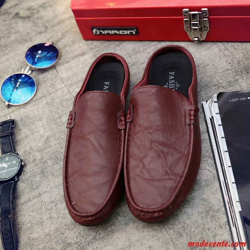Mocassin Homme Confort Pas Cher Rouge Beige Sable Mc23608