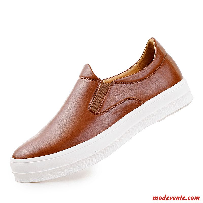 Mocassin Homme Cuir Marron Pensée Blanc Mc22929