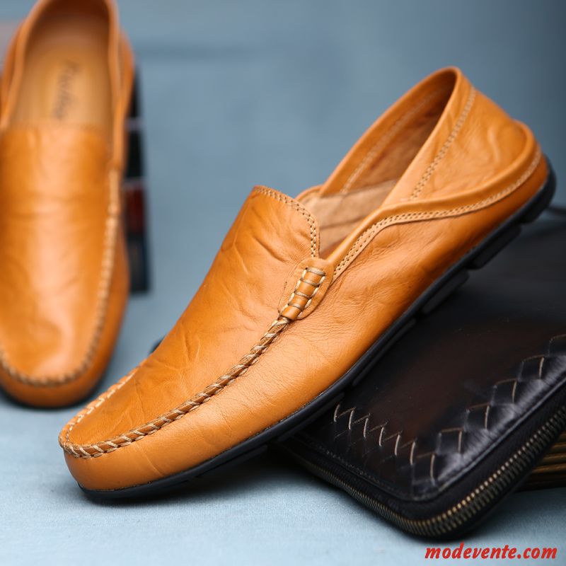 Mocassin Homme Cuir Souple Vert Beige Mc23352