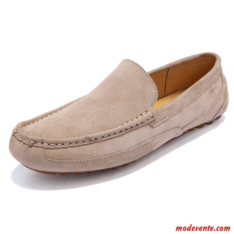 Mocassin Homme Cuir Vente Rose Saumon Blanc Mc23755