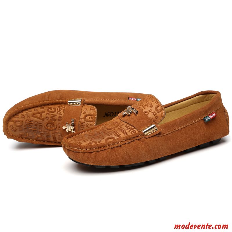 Mocassin Homme En Cuir Marron Olive Verte Mc23623