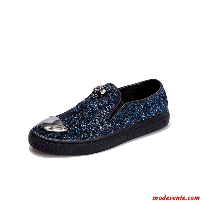 Mocassin Homme Luxe Vente Sandybrown Bleu Royal Mc22590