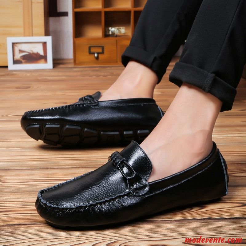 Mocassin Homme Noir Cuir Tomate Violette Antique Mc23163