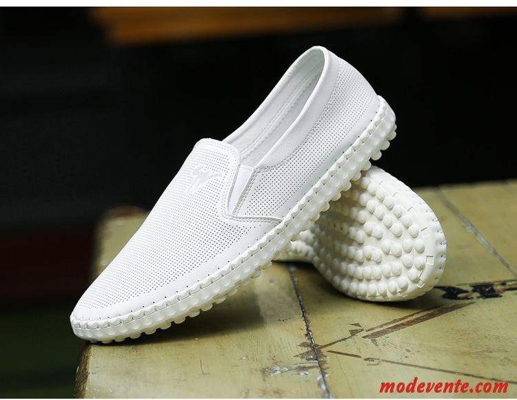 Mocassin Homme Plateforme Pas Cher Vert Émeraude Blanc D'huître Mc22714