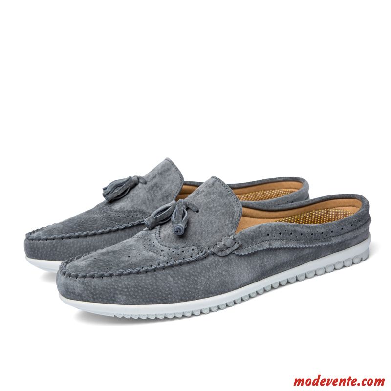 Mocassin Leopard Homme Gris Palevioletred Mc23685