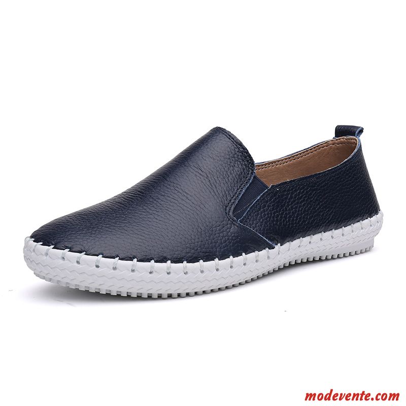 Mocassin Mode Femme Pas Cher Bleu Royal Noir Mc26918