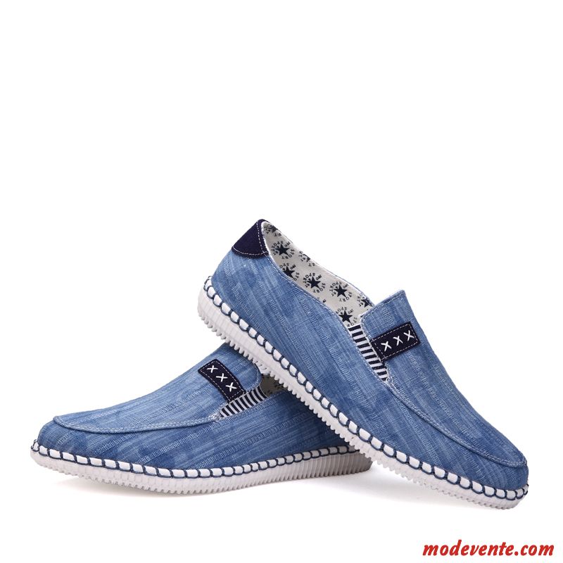 Mocassins En Cuir Pas Cher Bleu Ivoire Mc22794