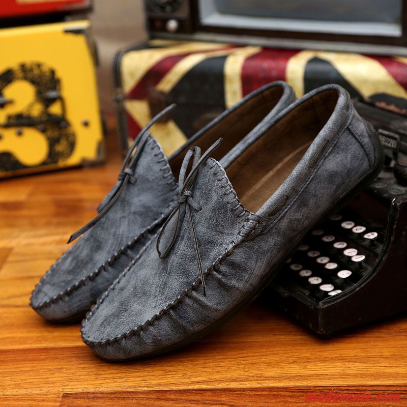 Mocassins Homme Cuir Noir Vendre Noir Écarlate Mc23609