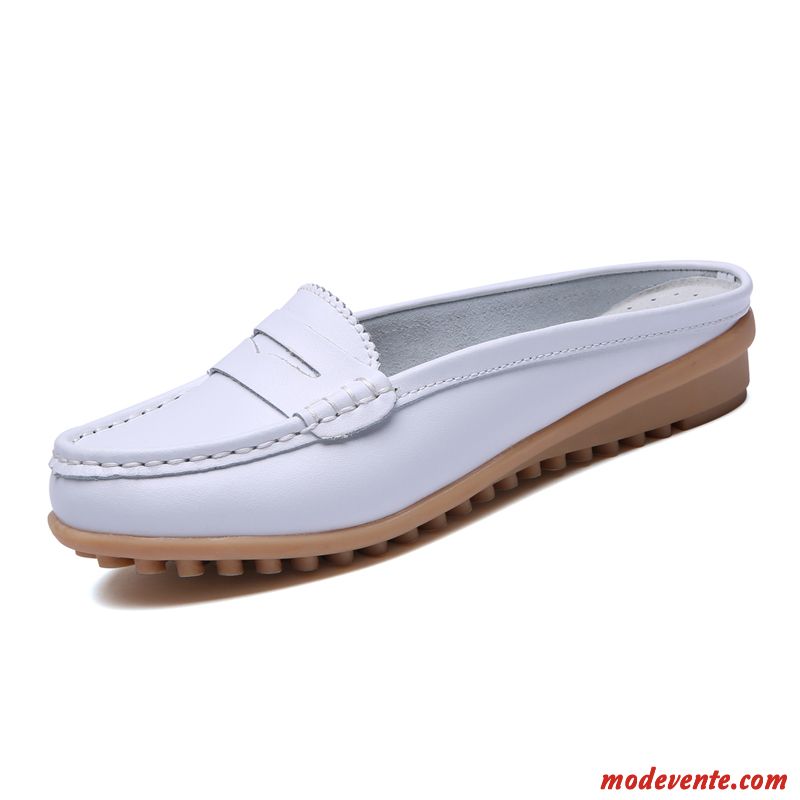 Mocassins Pas Cher Femme Cuir Gris Fumé Bleu Mc27022