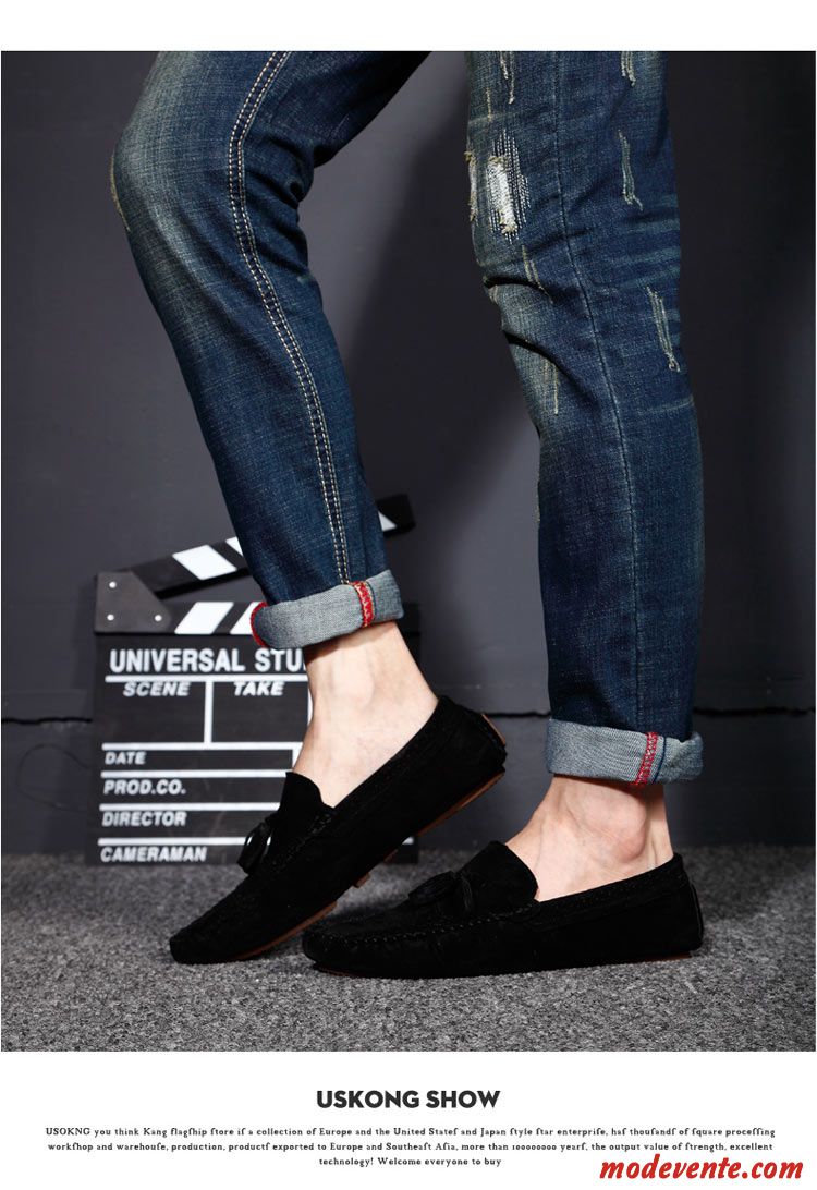 Mocassins Pour Homme Pas Cher Noir Rose Choquant Mc23411
