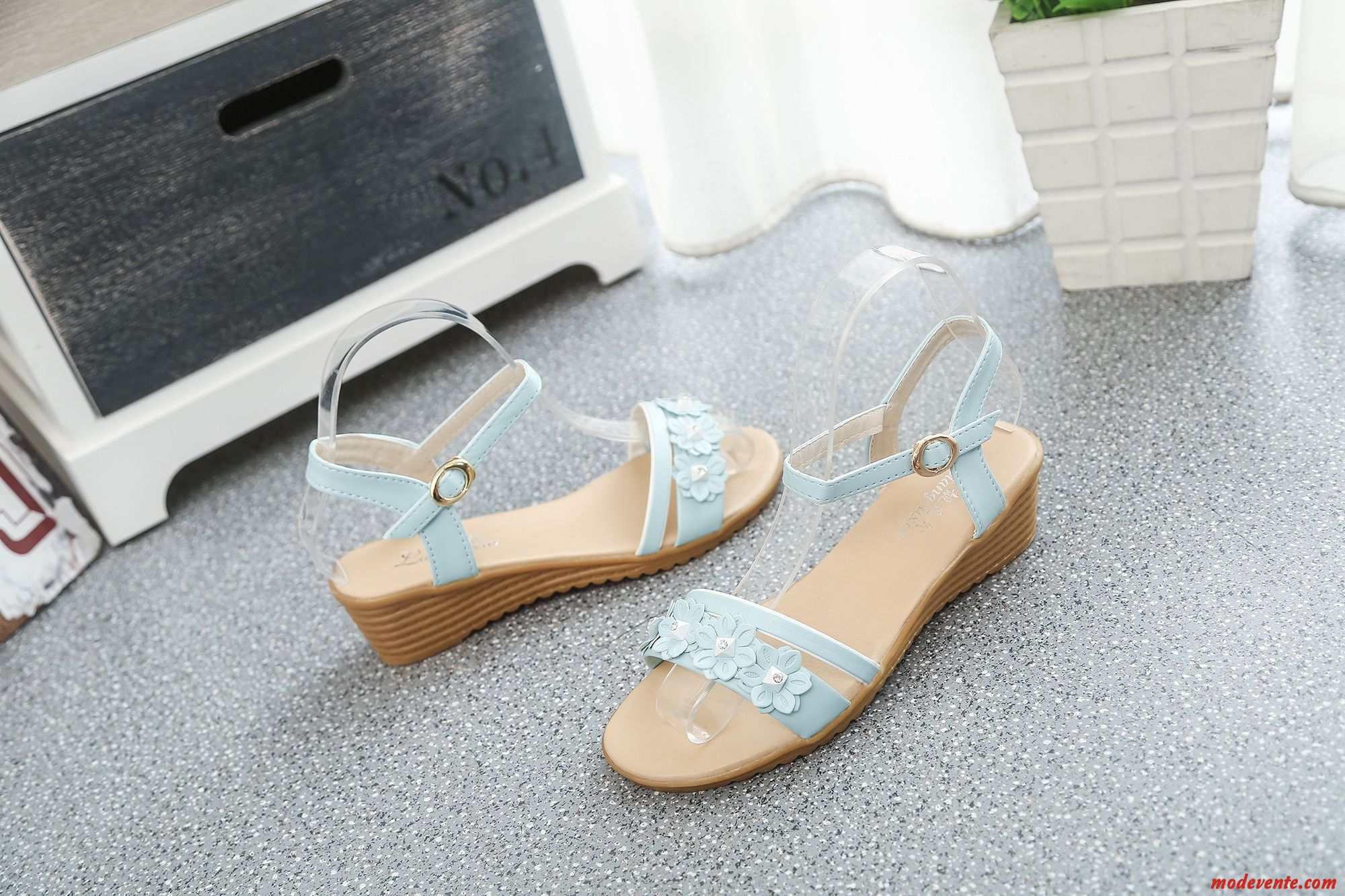 Sandales Chaussures Femme Bleu Marin Gris Brumeux Mc27431