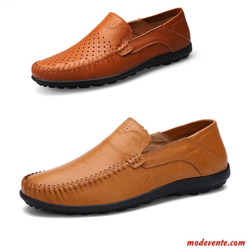 Sandales De Marche Homme Mocassins Écarlate Jaune Mc23613