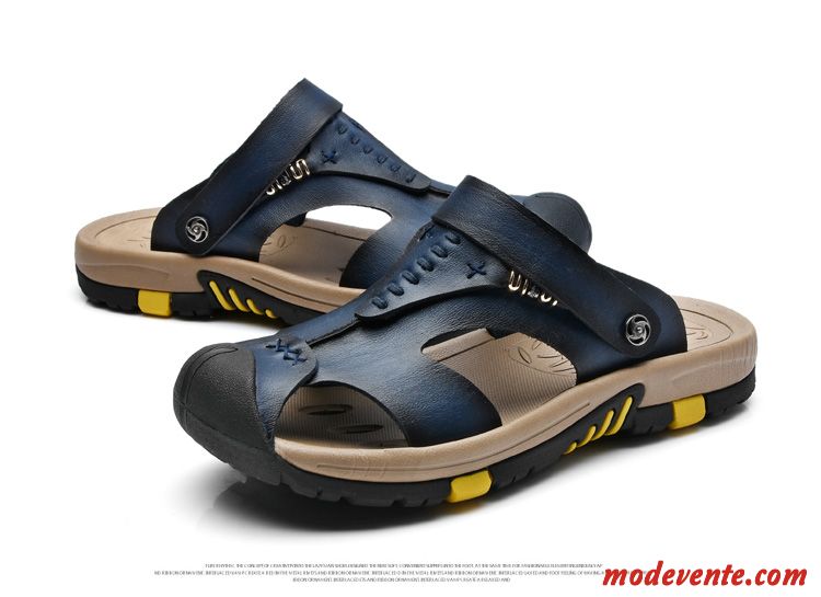 Sandales En Cuir Homme Poudre Bleue Pérou Mc26245