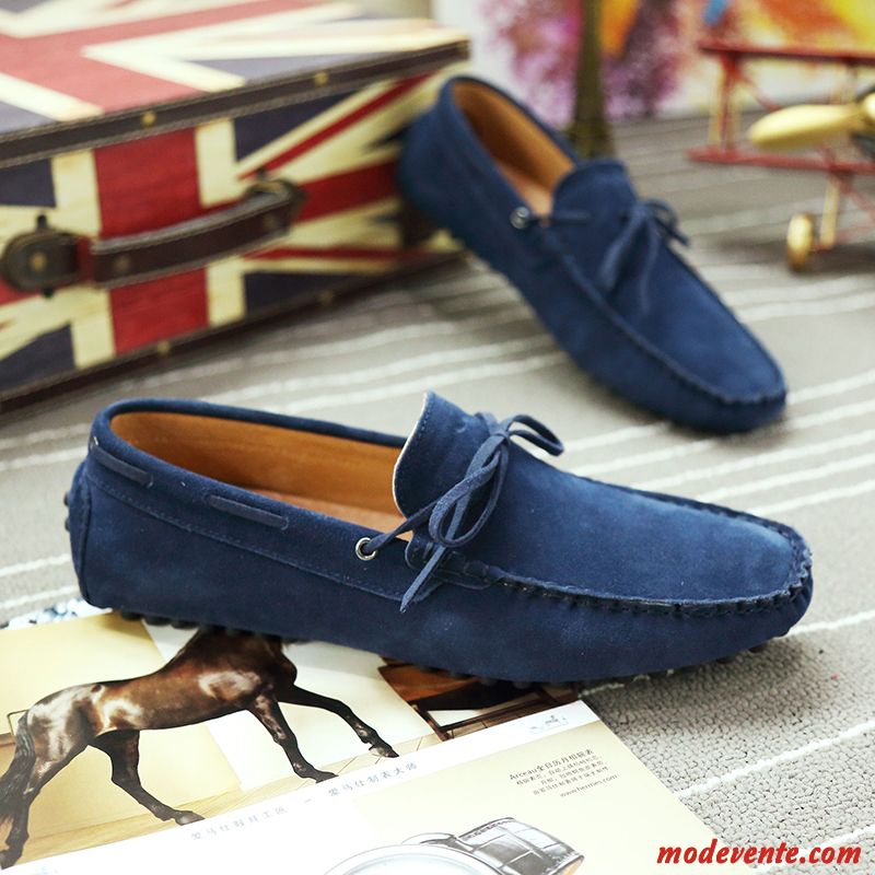 Sandales Mocassins Cuir Naturel Bleu Blanc D'huître Mc23634