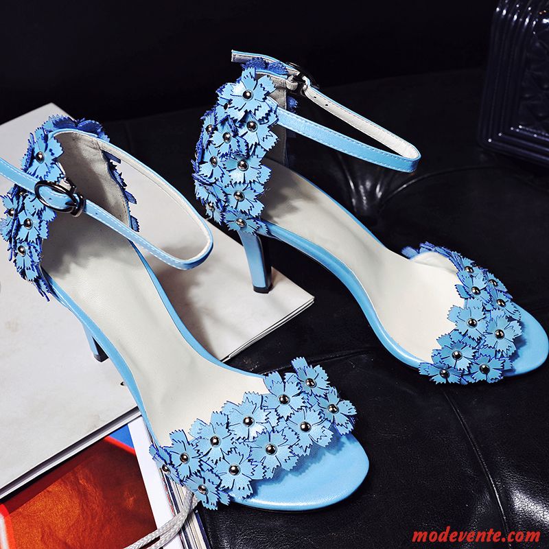 Sandales Pour Femme Tendance Jaune Bleu Cobalt Mc27741
