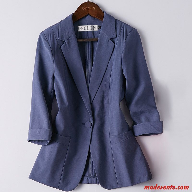 Blazer Femme Décontractée Été Une Veste Costume Veste De Costume Slim Bleu Blanc Noir Rouge Violet