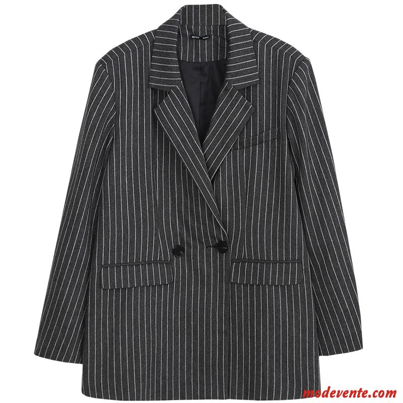 Blazer Femme L'automne Veste De Costume Légère Baggy Décontractée Gris