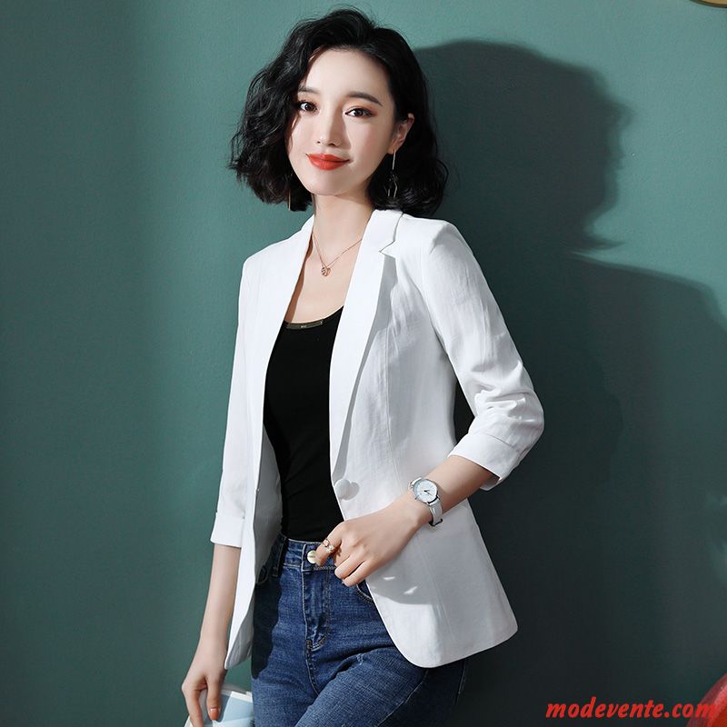 Blazer Femme Manche Décontractée Légère Costume Une Veste Slim Blanc Rouge