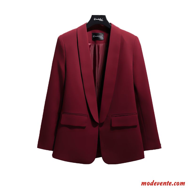 Blazer Femme Printemps Longue L'automne Manteau Une Boucle Bleu Bordeaux