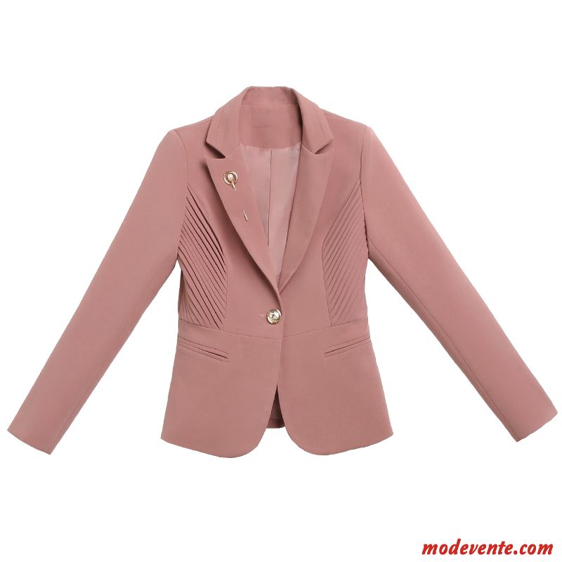 Blazer Femme Professionnel Tendance Court Manteau L'automne Printemps Rouge Rose