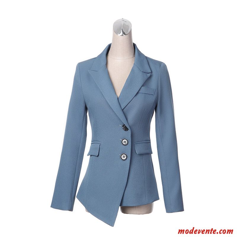 Blazer Femme Tempérament Costume L'automne Dames Mode Manteau Bleu Noir